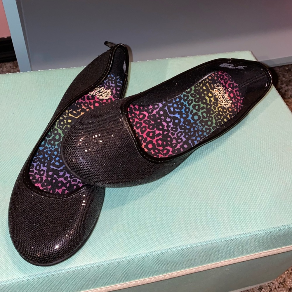 Sparkly Black Flats Slip On Shoes